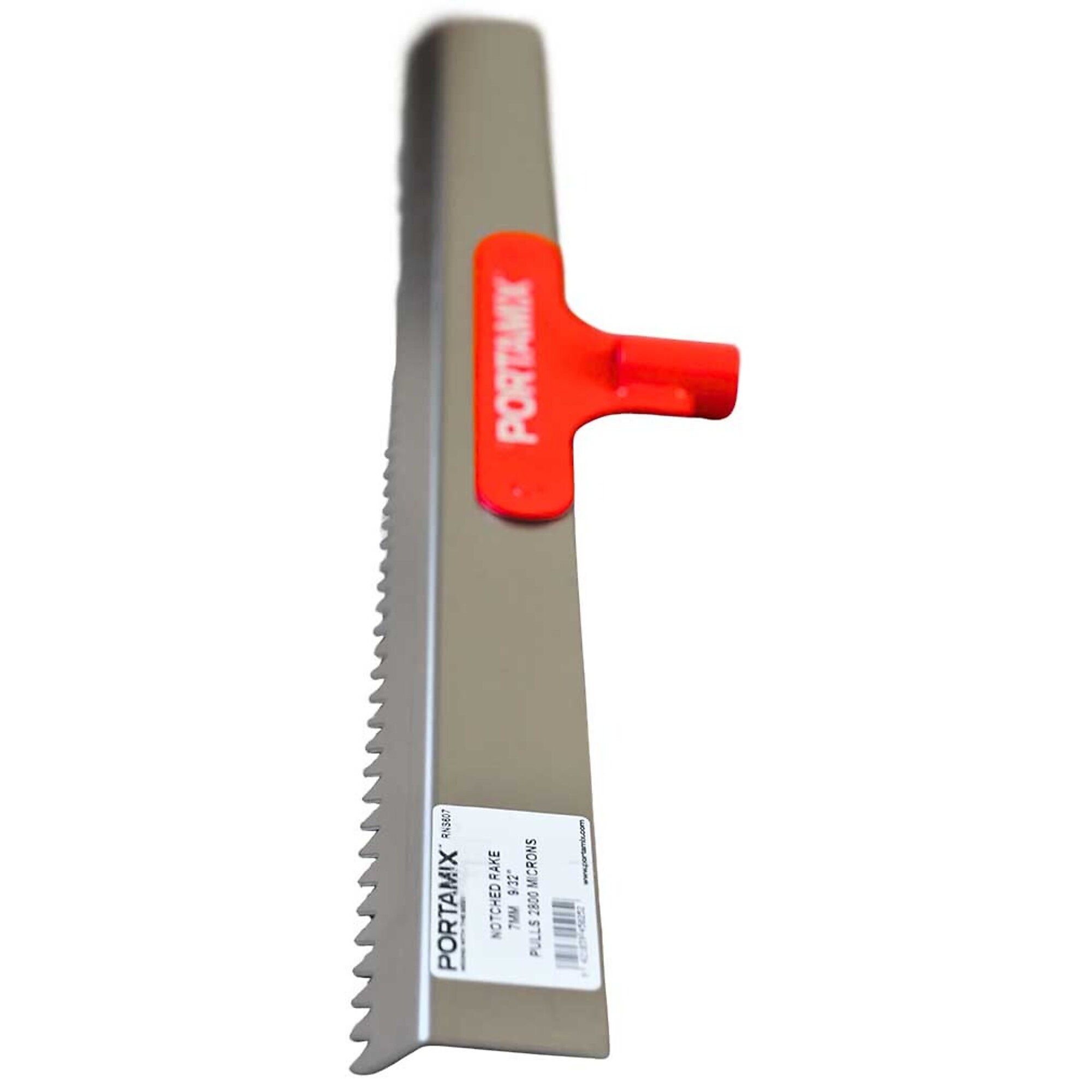 Portamix Heavy-Gauge Stainless Steel Notched Gauge Rake — 24in. x 5/16in. V-Notched Blade, Abrasion-Resistant, Model# RNS608